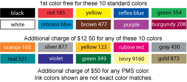 Preprinted labels color chart